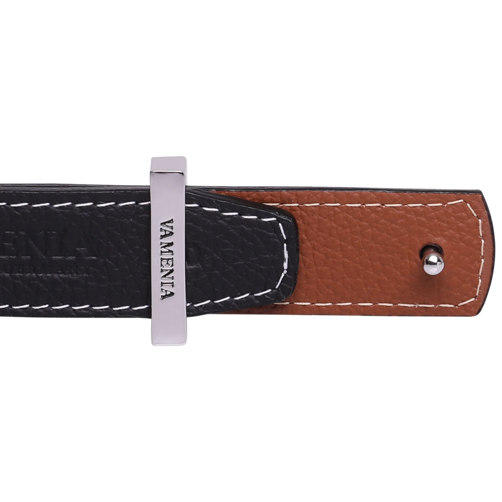 Reversible belt with contrast stitching in black and brown